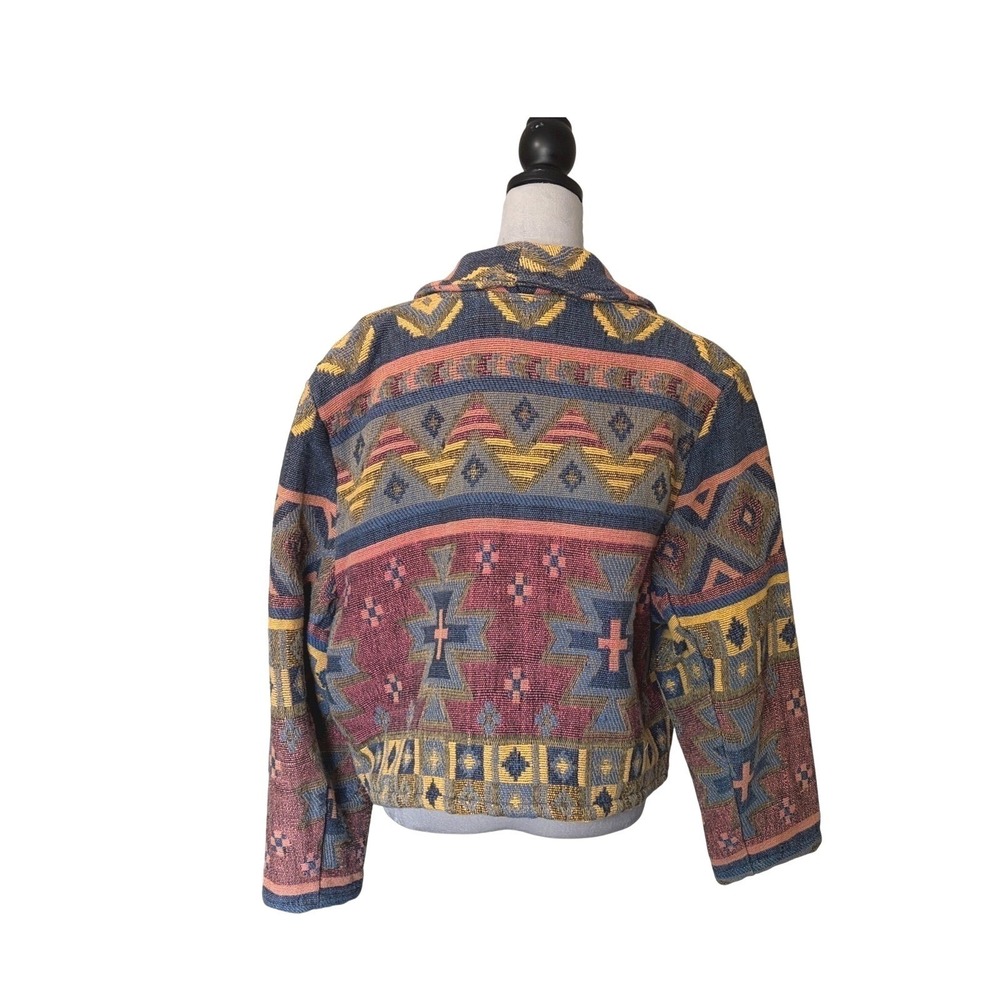New Identity Southwestern Aztec Tribal Vibe Tapestry Jacket XL Cotton  Geometric - Picture 2 of 9